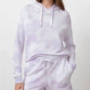 NEVER WORN designer sweatshirt!! light purple tye dye with hoodie!!
